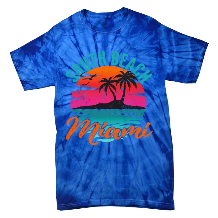 South Beach Miami Florida Sunset Vacation Distressed Grunge Cool Gift Tie-Dye T-Shirt