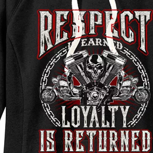 Skull Biker Motorcycle Respect Loyalty Throttle Cool Gift Women's Fleece Hoodie