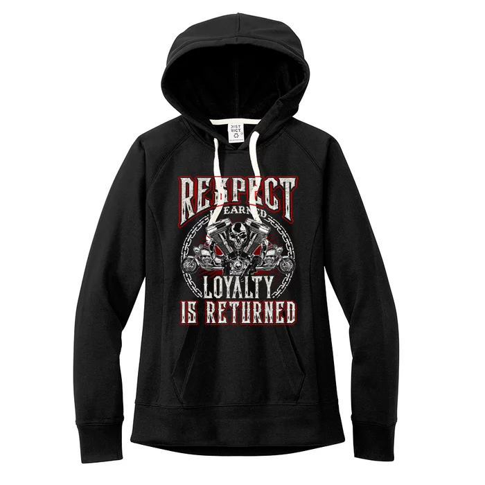 Skull Biker Motorcycle Respect Loyalty Throttle Cool Gift Women's Fleece Hoodie