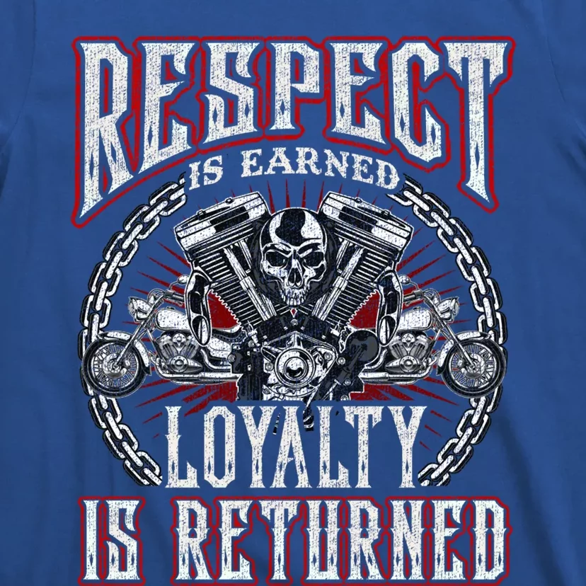 Skull Biker Motorcycle Respect Loyalty Throttle Cool Gift T-Shirt