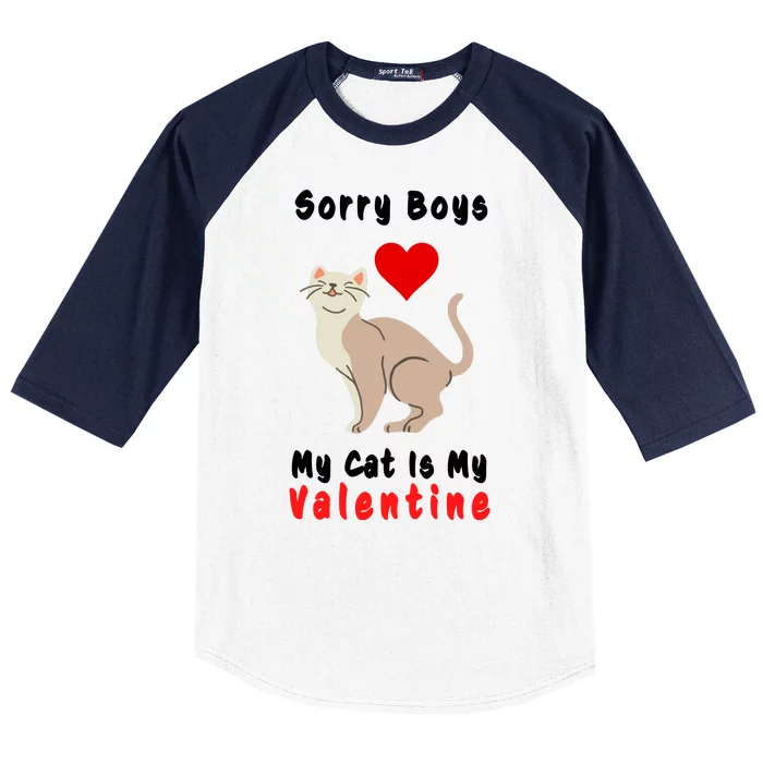 Sorry Boys My Cat Is My Valentine Cute Baseball Sleeve Shirt