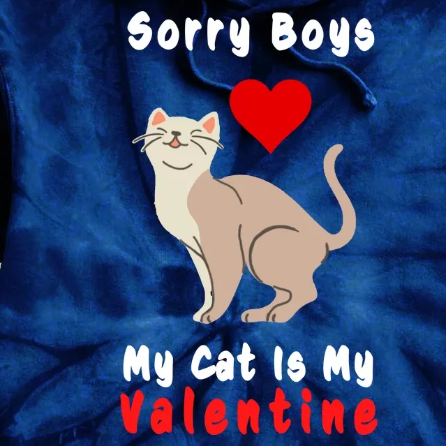 Sorry Boys My Cat Is My Valentine Cute Tie Dye Hoodie