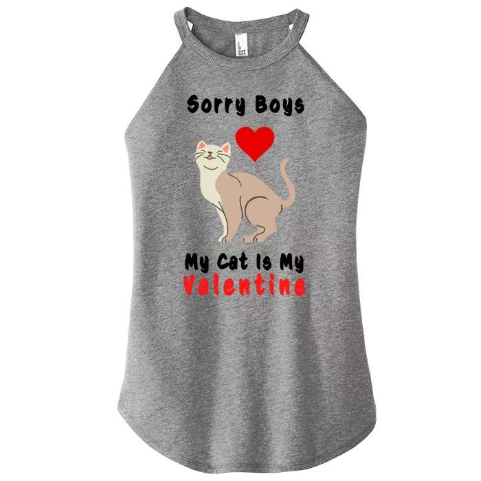 Sorry Boys My Cat Is My Valentine Cute Women’s Perfect Tri Rocker Tank