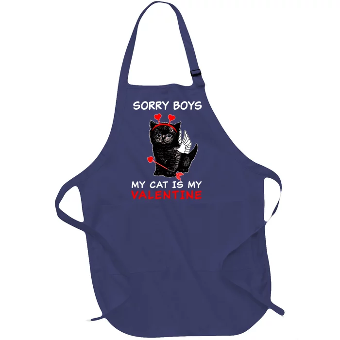 Sorry Boys My Cat Is My Valentine Full-Length Apron With Pocket