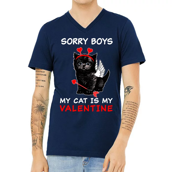 Sorry Boys My Cat Is My Valentine V-Neck T-Shirt