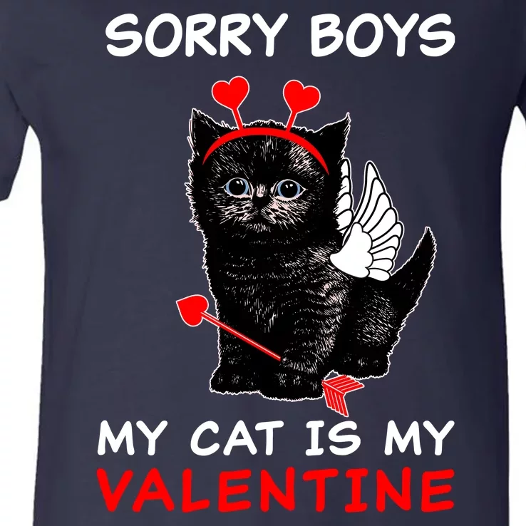 Sorry Boys My Cat Is My Valentine V-Neck T-Shirt