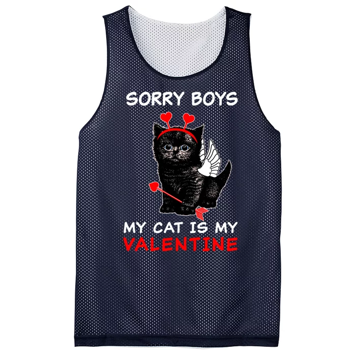 Sorry Boys My Cat Is My Valentine Mesh Reversible Basketball Jersey Tank