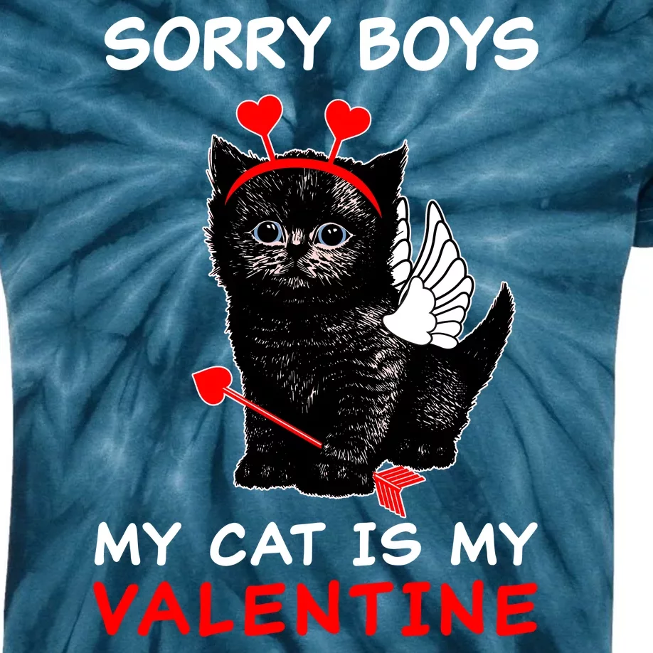 Sorry Boys My Cat Is My Valentine Kids Tie-Dye T-Shirt