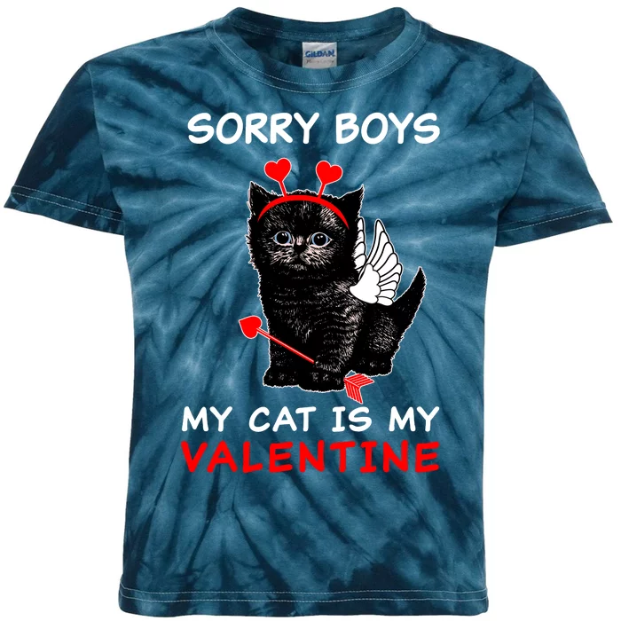 Sorry Boys My Cat Is My Valentine Kids Tie-Dye T-Shirt