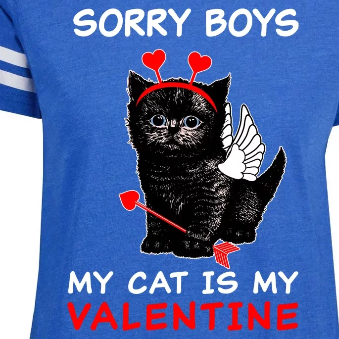 Sorry Boys My Cat Is My Valentine Enza Ladies Jersey Football T-Shirt