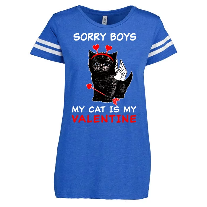 Sorry Boys My Cat Is My Valentine Enza Ladies Jersey Football T-Shirt