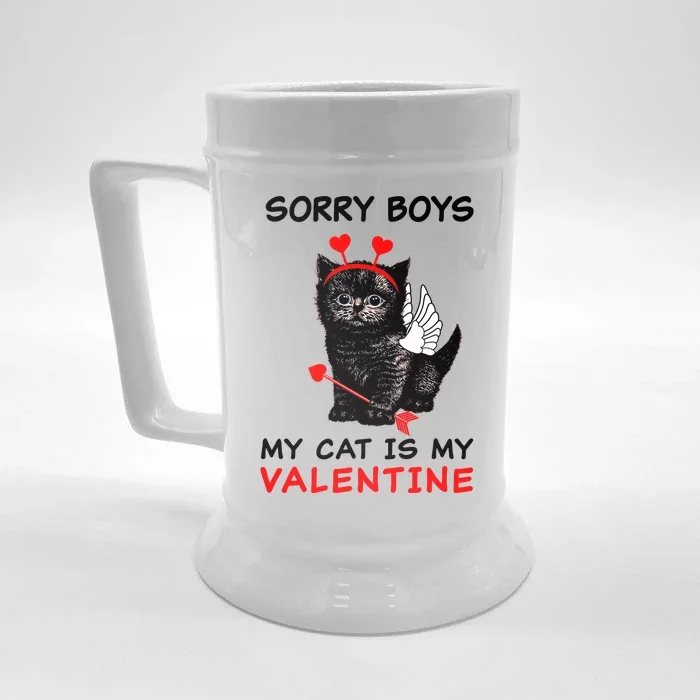 Sorry Boys My Cat Is My Valentine Front & Back Beer Stein