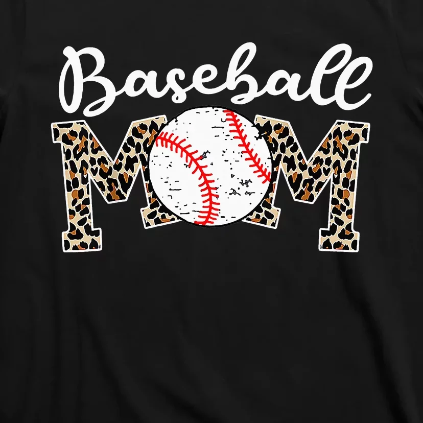 Softball Baseball Mom Leopard Tee Mother's Day T-Shirt