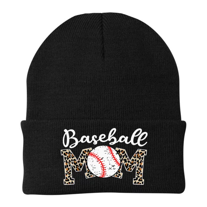 Softball Baseball Mom Leopard for Mother's Day Knit Cap Winter Beanie