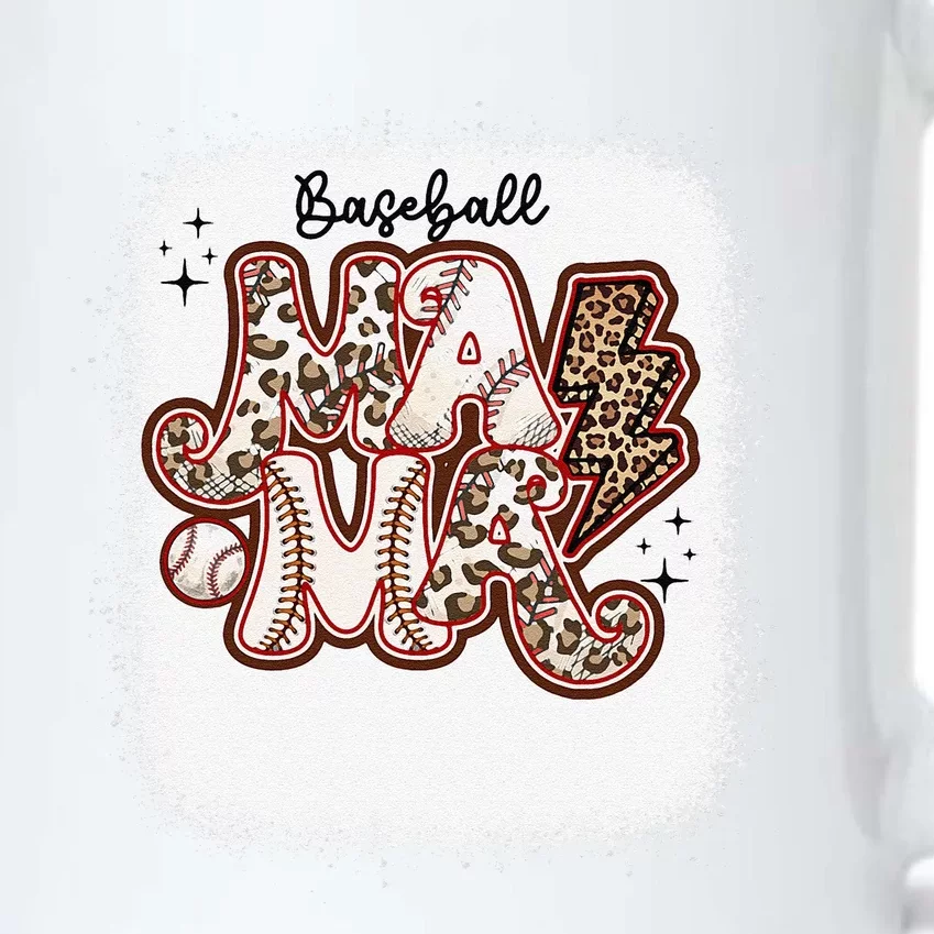 Softball Baseball Mom Leopard MotherS Day Black Color Changing Mug