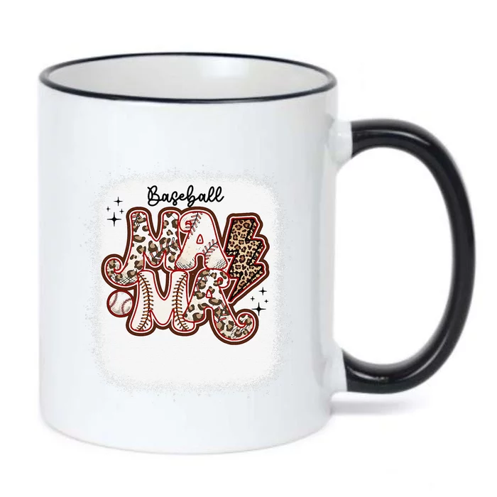 Softball Baseball Mom Leopard MotherS Day Black Color Changing Mug