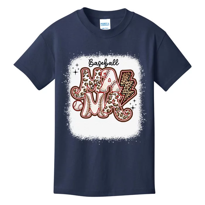 Softball Baseball Mom Leopard MotherS Day Kids T-Shirt