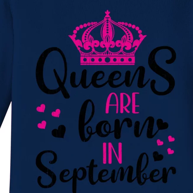 September Bday Meaningful Gift Queens Are Born In September Gift Baby Long Sleeve Bodysuit