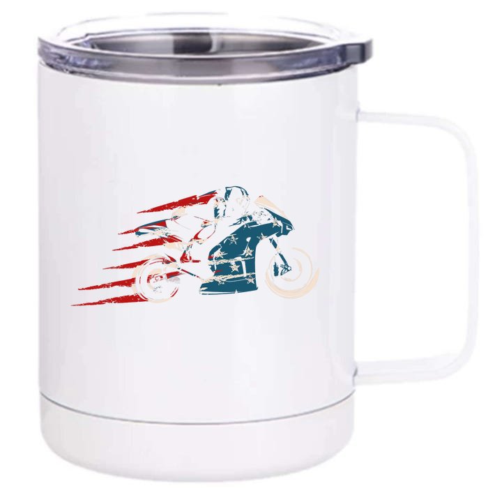 Super Bike Moto GP Pride US Flag Patriotic Dirt Bikers Front & Back 12oz Stainless Steel Tumbler Cup