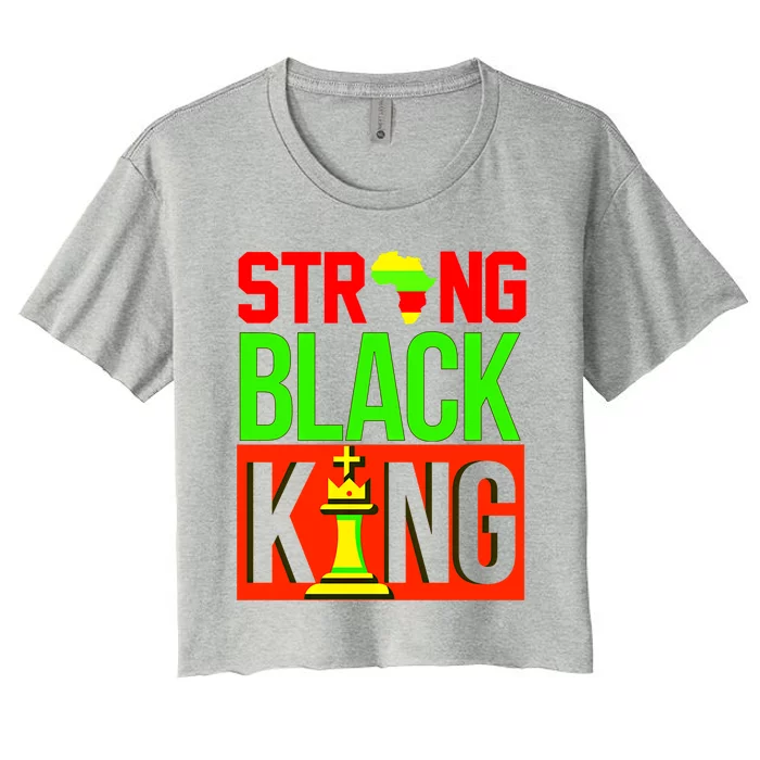 Strong Black Melanin King Chess Dad King Africa Gift Women's Crop Top Tee