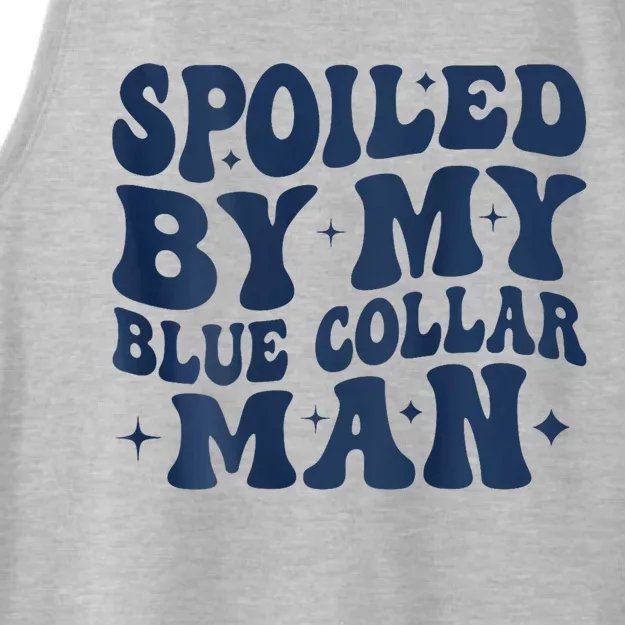 Spoiled By My Blue Collar Man 2 Sided Ladies Tri-Blend Wicking Tank