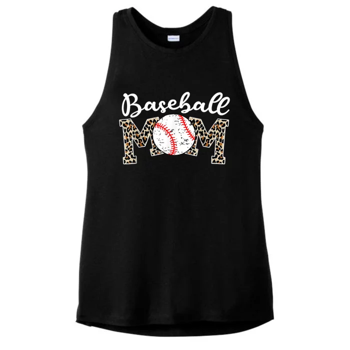 Softball Baseball Mom Leopard Tee Mother's Day Ladies Tri-Blend Wicking Tank