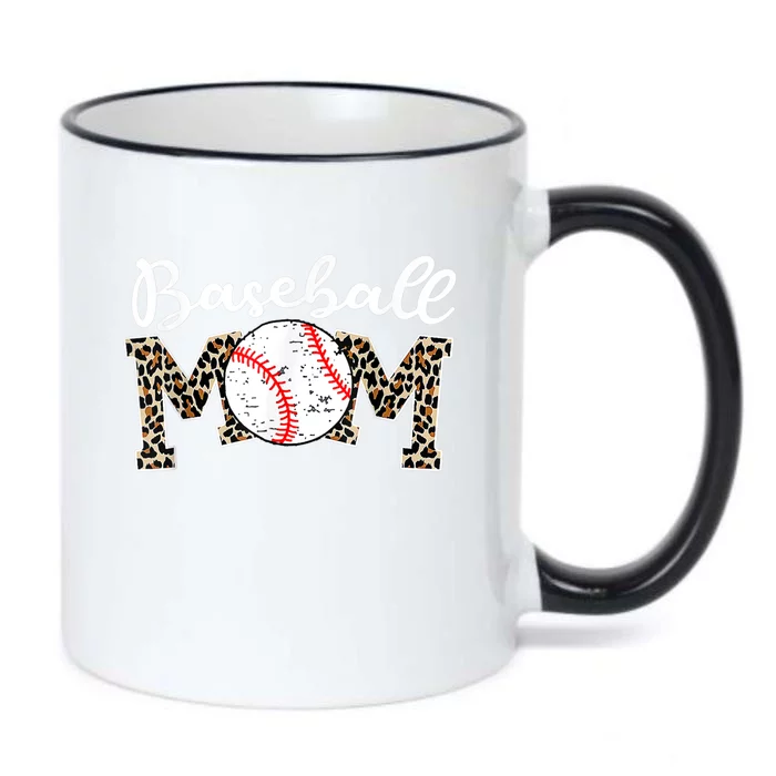 Softball Baseball Mom Leopard Tee Mother's Day Black Color Changing Mug