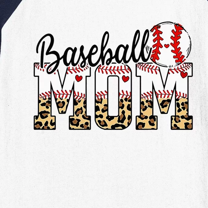 Softball Baseball Mom Leopard Tee Mother's Day Baseball Sleeve Shirt