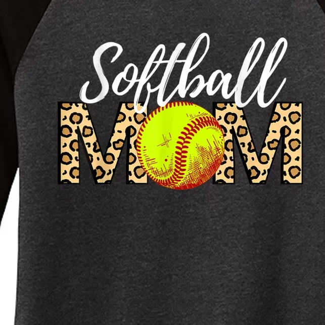 Softball Baseball Mom Leopard Women's Tri-Blend 3/4-Sleeve Raglan Shirt