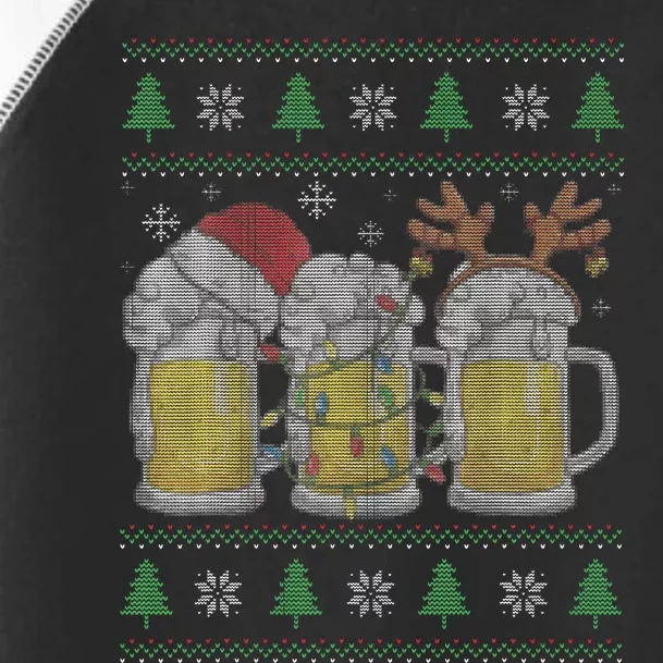 Santa Beer Mugs Ugly Christmas Sweater Festive Ale Lover Gift Toddler Fine Jersey T-Shirt