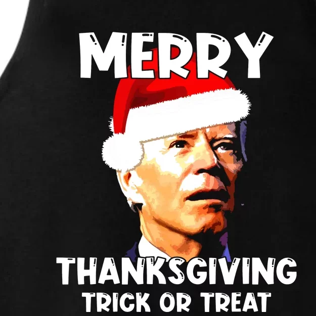 Santa Biden Merry Thanksgiving Trick Or Treat Christmas Meme Ladies Tri-Blend Wicking Tank