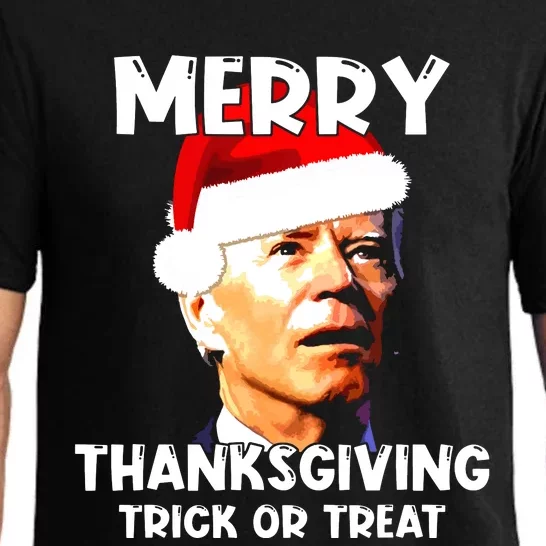 Santa Biden Merry Thanksgiving Trick Or Treat Christmas Meme Pajama Set