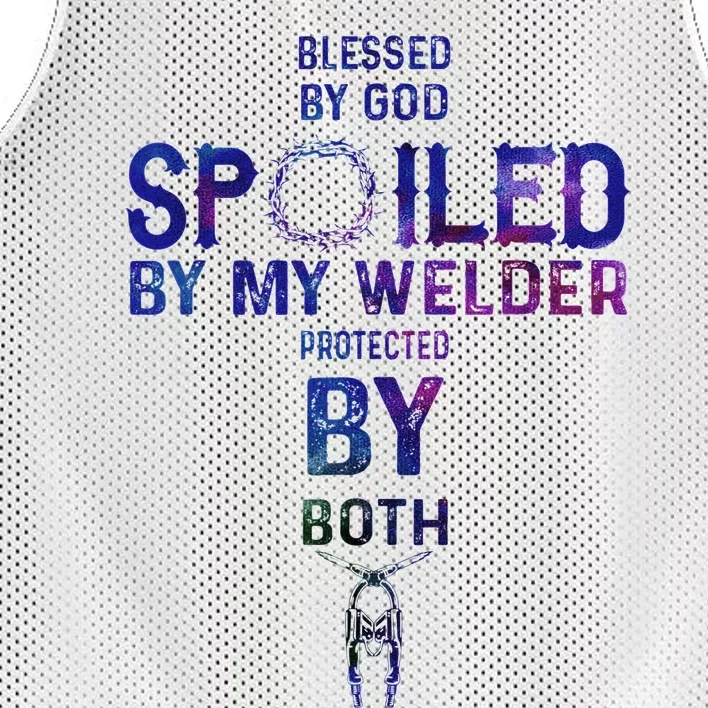 Spoiled By My Welder Welders Wife Mesh Reversible Basketball Jersey Tank