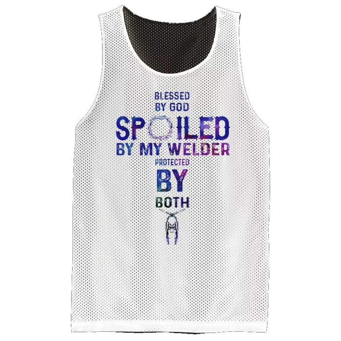 Spoiled By My Welder Welders Wife Mesh Reversible Basketball Jersey Tank