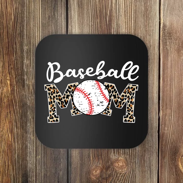 Softball Baseball Mom Leopard Tee Mother's Day Coaster