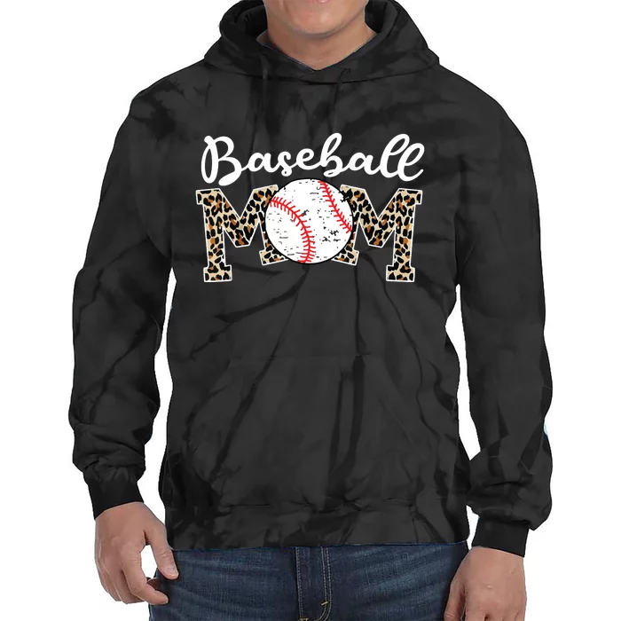 Softball Baseball Mom Leopard Tee Mother's Day Tie Dye Hoodie