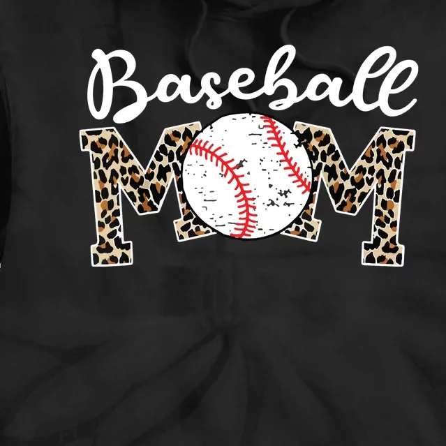 Softball Baseball Mom Leopard Tee Mother's Day Tie Dye Hoodie