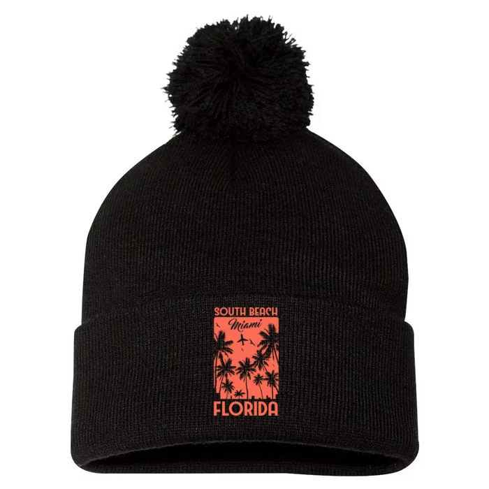 South Beach Miami Pom Pom 12in Knit Beanie