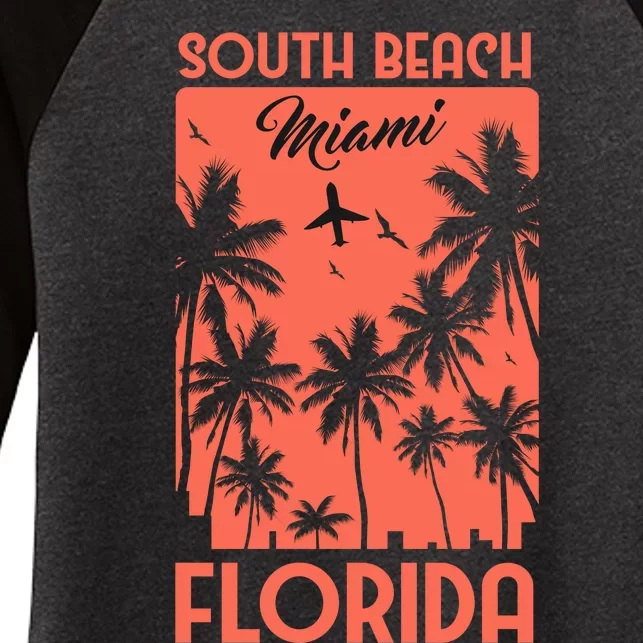 South Beach Miami Women's Tri-Blend 3/4-Sleeve Raglan Shirt