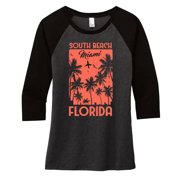 South Beach Miami Women's Tri-Blend 3/4-Sleeve Raglan Shirt