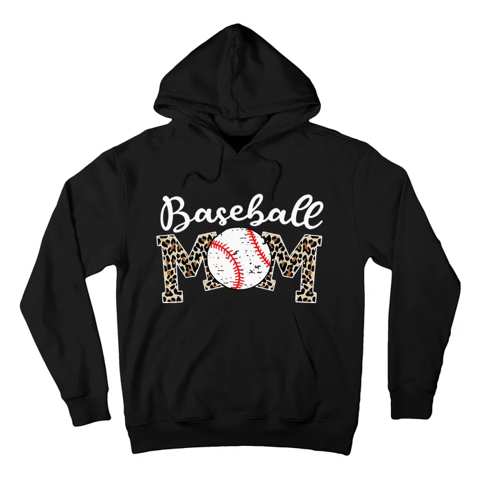 Softball Baseball Mom Leopard Mothers Day Hoodie