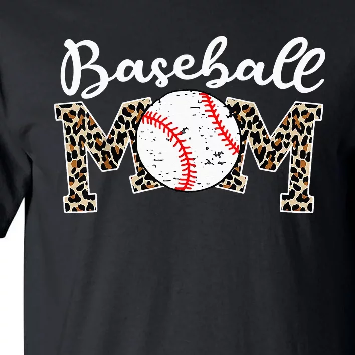 Softball Baseball Mom Leopard Mothers Day Tall T-Shirt