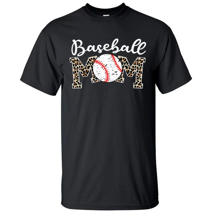 Softball Baseball Mom Leopard Mothers Day Tall T-Shirt