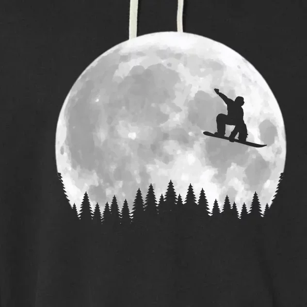 Snow Boarding Moon Cool Sport Hobby Garment-Dyed Fleece Hoodie