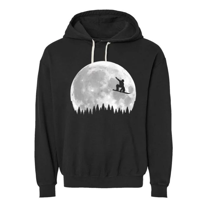 Snow Boarding Moon Cool Sport Hobby Garment-Dyed Fleece Hoodie