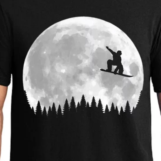 Snow Boarding Moon Cool Sport Hobby Pajama Set