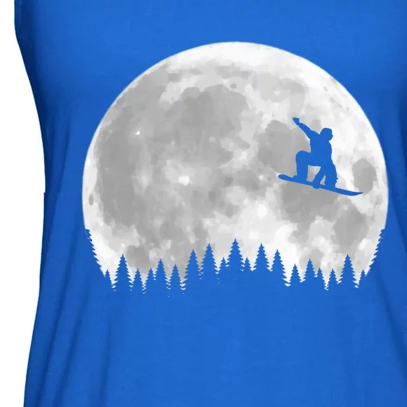 Snow Boarding Moon Cool Sport Hobby Ladies Essential Flowy Tank