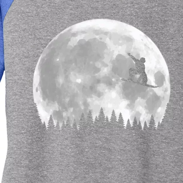 Snow Boarding Moon Cool Sport Hobby Women's Tri-Blend 3/4-Sleeve Raglan Shirt