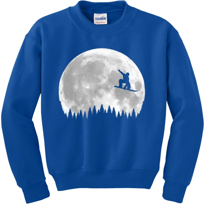 Snow Boarding Moon Cool Sport Hobby Kids Sweatshirt