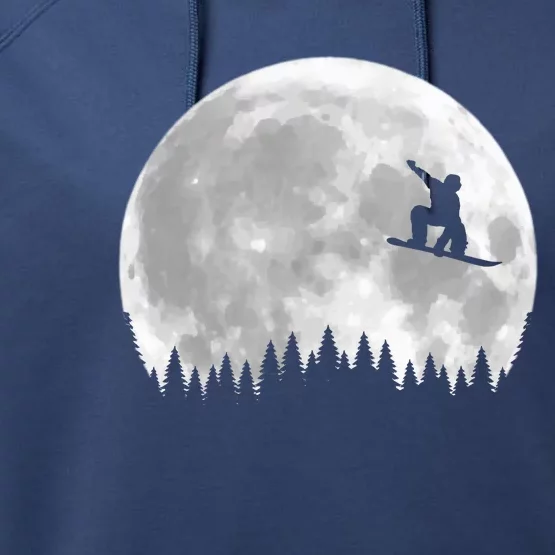 Snow Boarding Moon Cool Sport Hobby Performance Fleece Hoodie